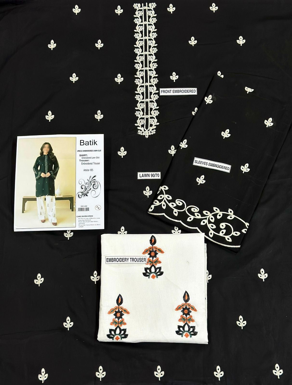 AISLING  PURE LAWN UNSTITCHED 2PC EMBROIDERED
