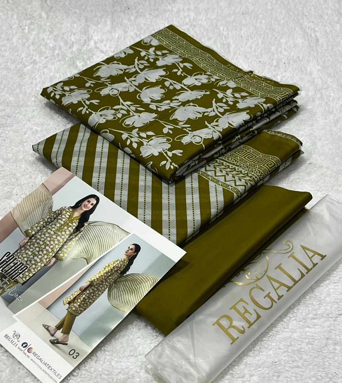 Regalia 3psc Unstitched Lawn Suit