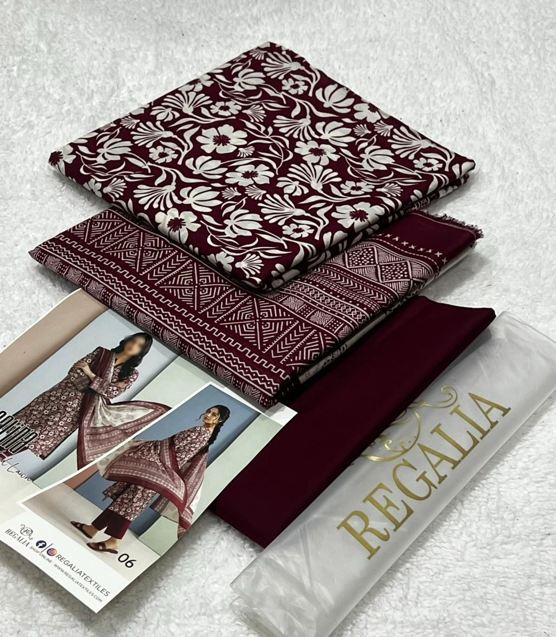 Regalia 3psc Unstitched Lawn Suit