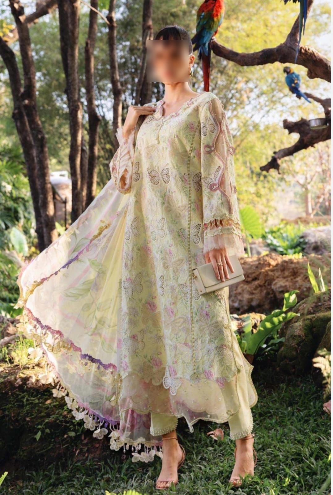 Butterfly 🦋 3psc Unstitched Embroided Suit