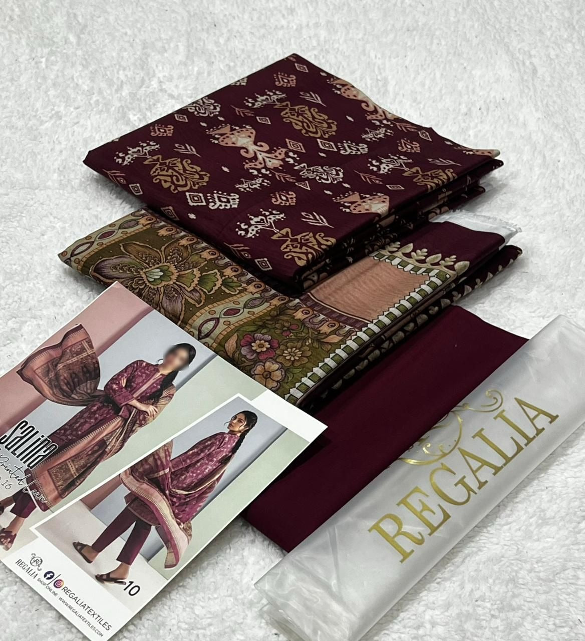 Regalia 3psc Unstitched Lawn Suit