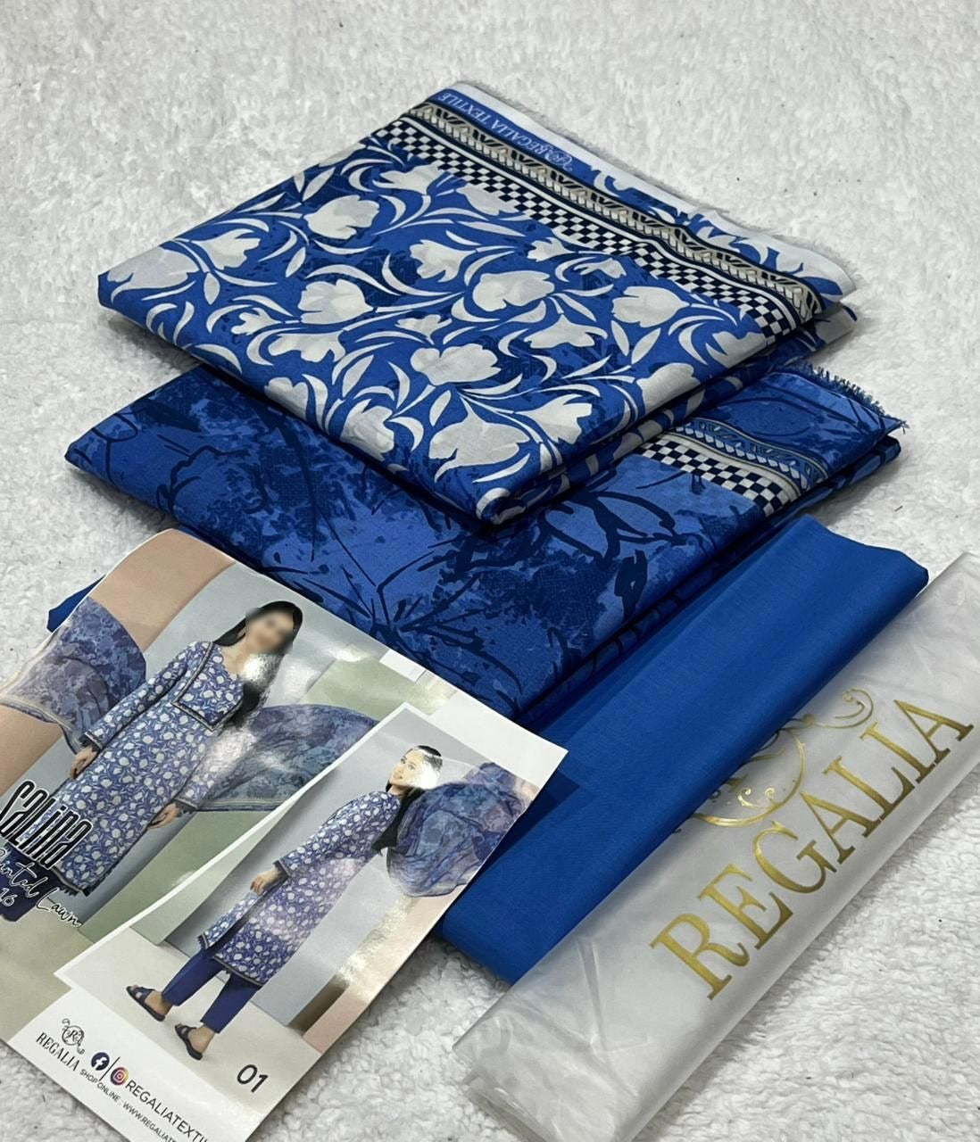 Regalia 3psc Unstitched Lawn Suit